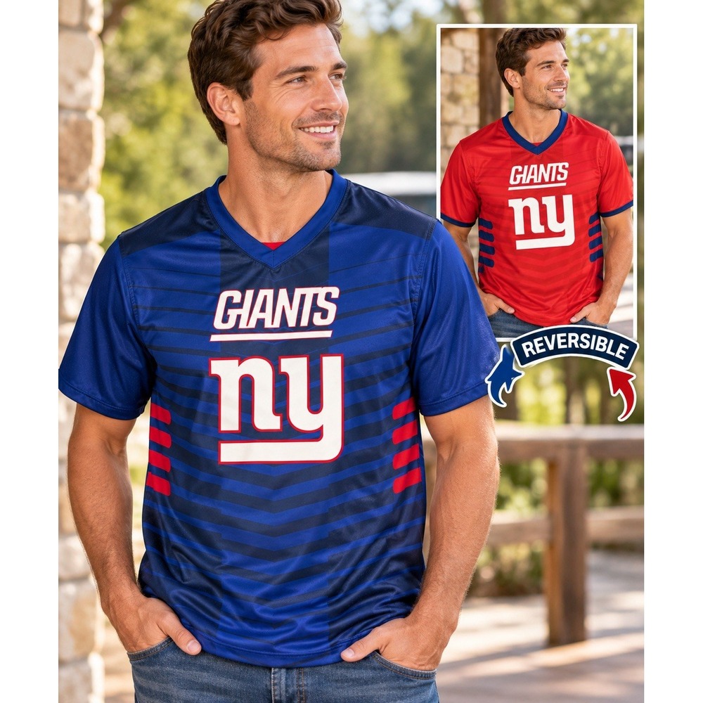 New York Giants NFL FLAG Reversible Jersey Adult M Blue Red Football